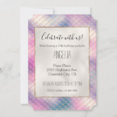 女の子らしいピンクアクアゴールドマーメイド 招待状 (正面)