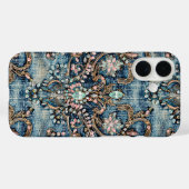 女の子らしいピンクターコイズブルーデニム Case-Mate iPhoneケース (裏面 (横))