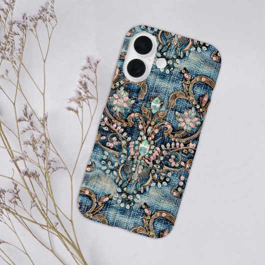 女の子らしいピンクターコイズブルーデニム Case-Mate iPhoneケース