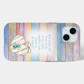 女の子らしいフェイクパステルウッドハートターコイズビー聖書 Case-Mate iPhoneケース (裏面 (横))