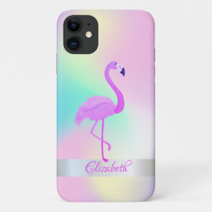女の子らしいフラミンゴのホログラフィックオンブレ iPhone 11 ケース
