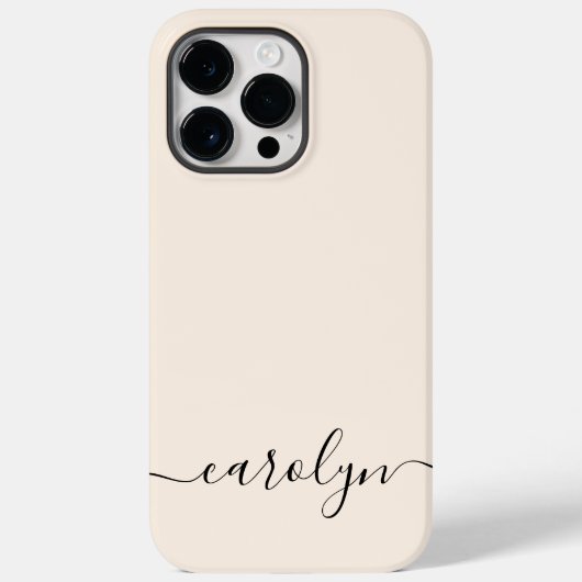 女の子らしいベージュのモノグラム モダンスクリプト パーソナライズド Case-Mate iPhoneケース (裏面)