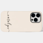 女の子らしいベージュのモノグラム モダンスクリプト パーソナライズド Case-Mate iPhoneケース (裏面 (横))