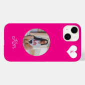 女の子らしいホットピンクの写真と名前のオリジナルモダン Case-Mate iPhoneケース (裏面 (横))