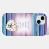 女の子らしいマーブルブルーの木のハートの水彩Beeの聖書 Case-Mate iPhoneケース (裏面 (横))