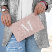 女の子らしいモダンなセリフ付きのワンポイントローズゴールドグリッター アクセサリーポーチ