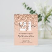 女の子らしいモダンなピンクのグリッター タイポグラフィー 21歳の誕生日 ポストカード (スタンド正面)