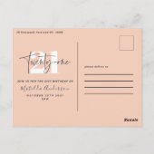 女の子らしいモダンなピンクのグリッター タイポグラフィー 21歳の誕生日 ポストカード (裏面)