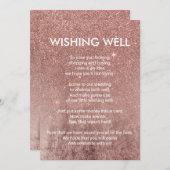 女の子らしいモダンなローズゴールドのグリッター箔の願い井戸 招待状 (正面/裏面)