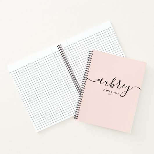 女の子らしいモノグラムカリグラフィーエレガントピンク ノートブック (内部)