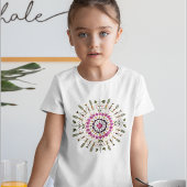 女の子らしいユニークなマンダラ押し花アート Tシャツ