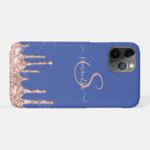 女の子らしいローズゴールドラメドリップス モノグラム Case-Mate iPhoneケース (裏面(横))