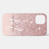 女の子らしいローズゴールドラメモノグラムネーム Case-Mate iPhoneケース (裏面 (横))