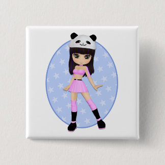 女の子らしい女の子のデビーのパーティーの正方形ボタン 缶バッジ