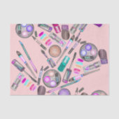 女の子らしい女の子のピンクの手塗りの水彩画の化粧 薄葉紙 (正面)