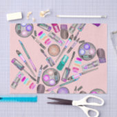 女の子らしい女の子のピンクの手塗りの水彩画の化粧 薄葉紙 (クラフト)