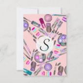 女の子らしい女の子ハン色彩の鮮やかド水色化粧オンピンク 招待状 (裏面)