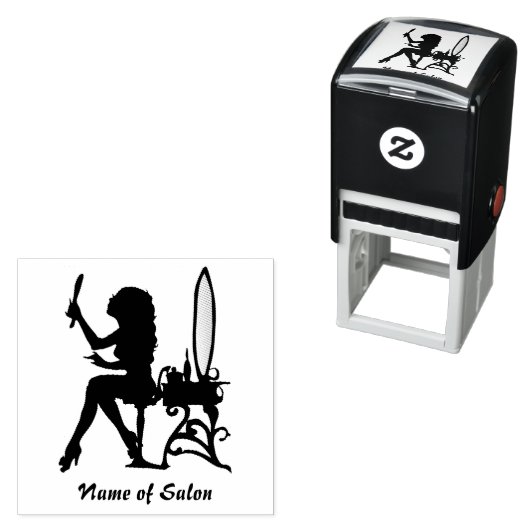 女の子らしい女の子女性シルエットヘアと美しいサロン セルフインキングスタンプ (インサイチュ)