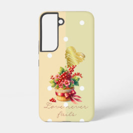 女の子らしい宗教ドットベリーの花のカップケーキハート SAMSUNG GALAXY S22ケース