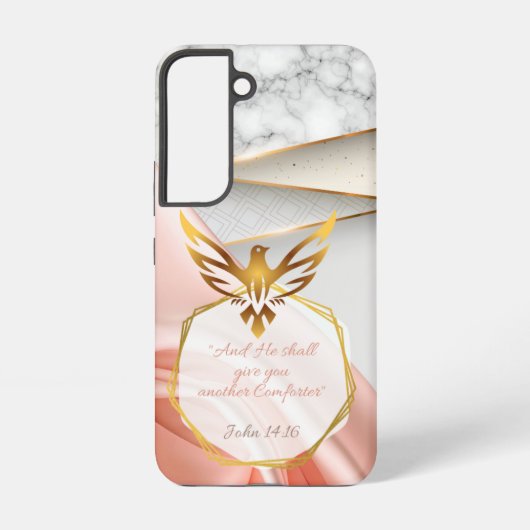 女の子らしい宗教的なピンクサテンマーブルゴールドの鳩 SAMSUNG GALAXYケース (裏面)