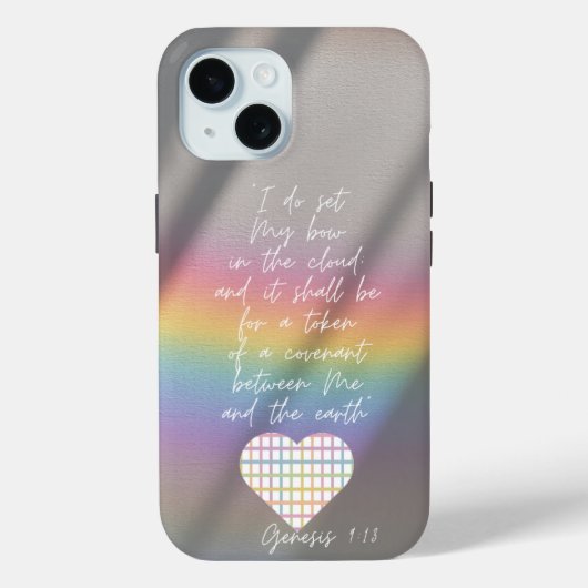 女の子らしい宗教的な写真の虹のチェック柄ハート Case-Mate iPhoneケース (裏面)