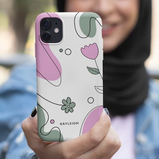 女の子らしい抽象的な植物画とシェイプ柄 Case-Mate iPhoneケース