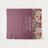 女の子らしい水彩花の30歳誕生日パープルシック タペストリー (正面(横))