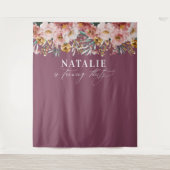 女の子らしい水彩花の30歳誕生日パープルシック タペストリー (正面)