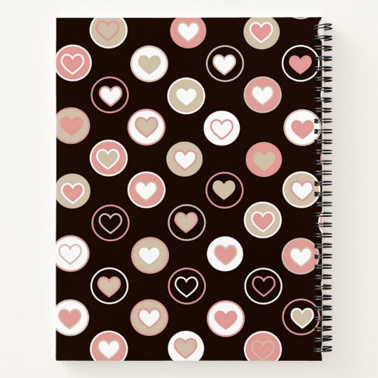 女の子らしい水玉模様と麻の織り柄のモノグラムパターン ノートブック (裏面)