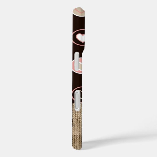 女の子らしい水玉模様と麻の織り柄のモノグラムパターン Case-Mate iPhoneケース (裏面 / 右)