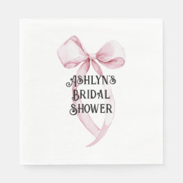 女の子らしい白とピンクのボウのブライズシャワー スタンダードランチョンナプキン