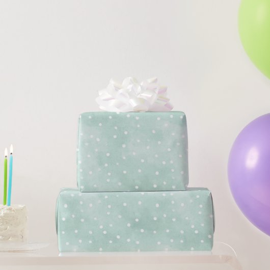 女の子らしい薄荷色の水玉 誕生日 ラッピングペーパー (パーティーギフト)