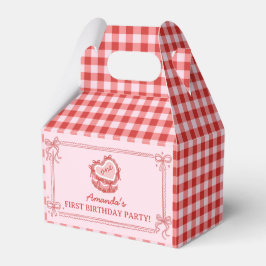 女の子らしい赤とピンクのリボンのケーキのバースデー記念品ボックス フェイバーボックス