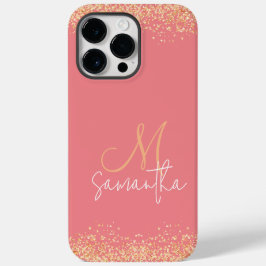 女の子らしい輝くピンクとゴールドのモノグラム Case-Mate iPhone 14 PRO MAXケース