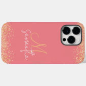 女の子らしい輝くピンクとゴールドのモノグラム Case-Mate iPhoneケース (裏面 (横))