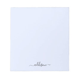 女の子らしい青いイニシャル 現代的なスクリプト 個人名入れ ノートパッド