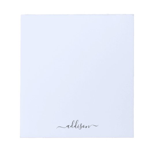 女の子らしい青のモノグラム現代的なスクリプトパーソナライズド ノートパッド (正面)