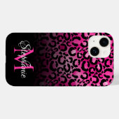 女の子らしい黒とホットピンクの豹 Ombre モノグラム Case-Mate iPhoneケース (裏面 (横))