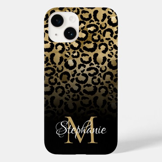 女の子らしい黒と金のは豹 Ombre モノグラム Case-Mate iPhoneケース (裏面)