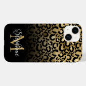 女の子らしい黒と金のは豹 Ombre モノグラム Case-Mate iPhoneケース (裏面 (横))