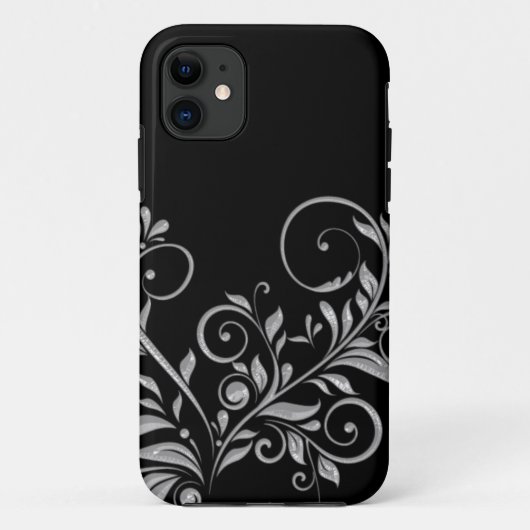 女の子らしい黒と銀の華やかな花柄のiPhone5ケース Case-Mate iPhoneケース (裏面)