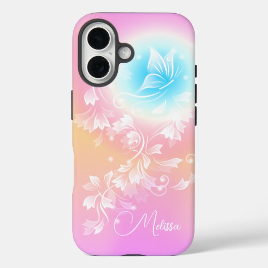 女の子らしい かわいい ピンクの花 フラワー ファンタジー モノグラム Case-Mate iPhoneケース (裏面)