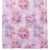 女の子らしい ほんのりピンクのエレガントなラベンダー フローラル シャワーカーテン (正面)