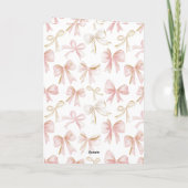 女の子らしい ほんのりピンクの リボン 誕生日 カード (裏面)