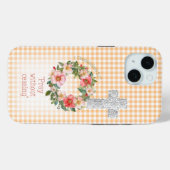 女の子らしい オレンジ チェック ローズ リース 十字架 聖書 Case-Mate iPhoneケース (裏面 (横))