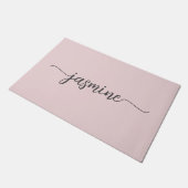 女の子らしい シンプルな バラ色の イニシャル 名前 ドアマット (アングル)