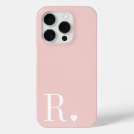 女の子らしい ピンク 白 モノグラムイニシャル iPhone 15 PROケース