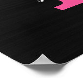 女の子らしい ブラック ホットピンク グリッター ドリップス モノグラム 名前 ポスター (角)