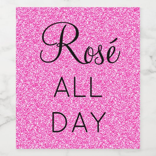 女の子らしい プレティー ロゼ オールデイ ホットピンク グリッター スパークル ワインラベル (シングルラベル)