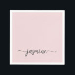 女の子らしい ミニマル シンプルな バラ色の モノグラム スクリプト スタンダードカクテルナプキン<br><div class="desc">女の子らしい ミニマルでシンプルな清潔感のある バラ色の モノグラム 名前 署名 スクリプト オーダーメイド パーソナライズ 紙ナプキン. このデザインは、きれいな手書き文字のスタイルのスワッシュテールフォント署名タイポグラフィー(またはカリグラフィー)で、ほこりっぽいピンクまたはパステルの淡いバラ色の背景に、あなたの名前が最初に表示されます。これらは簡単にカスタマイズできます。誕生日、結婚式、スイート16の誕生日パーティー、ブライダルシャワー、バチェロレッテパーティー、ベイビーシャワー、卒業パーティーに最適で、ユニークでミニマルなものを愛する女の子にぴったりです。</div>